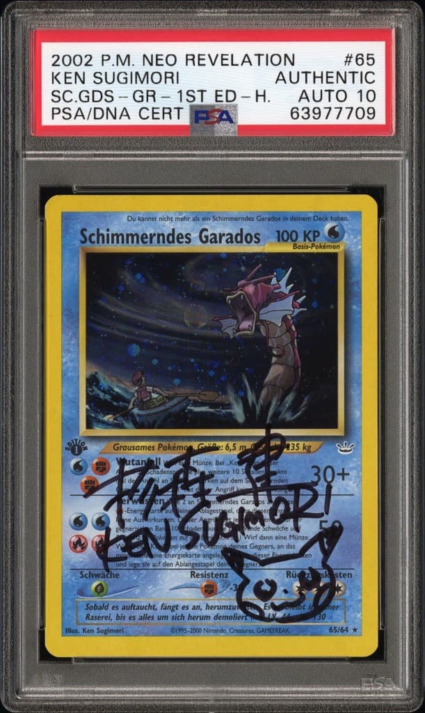 Ken Sugimori signed Schimmerndes Garados PSA/DNA Auto 10